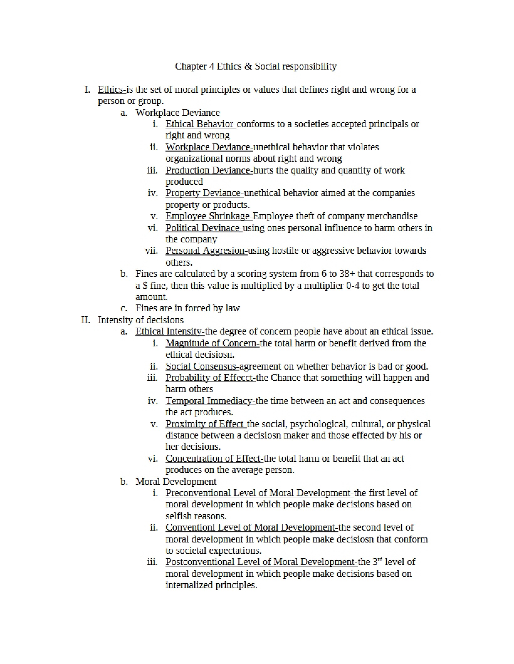 Social Responsibility and Ethics (Chapter 4)