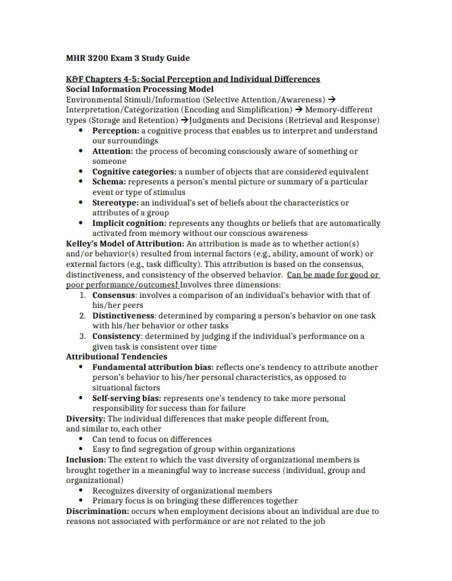 Study Material for Exam 3