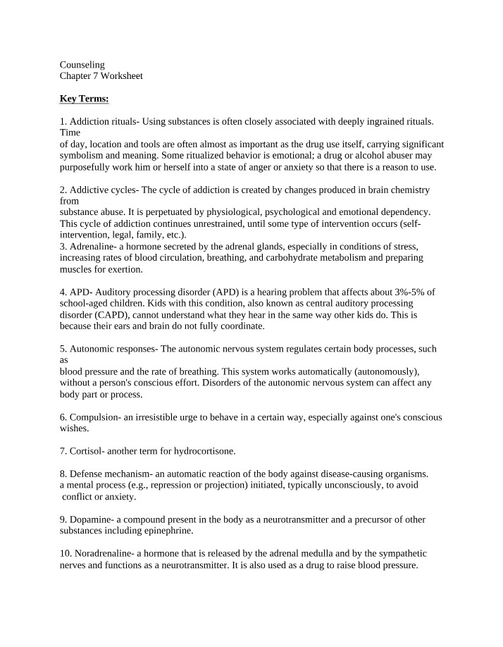 Worksheet for CJC211 Chapter 7