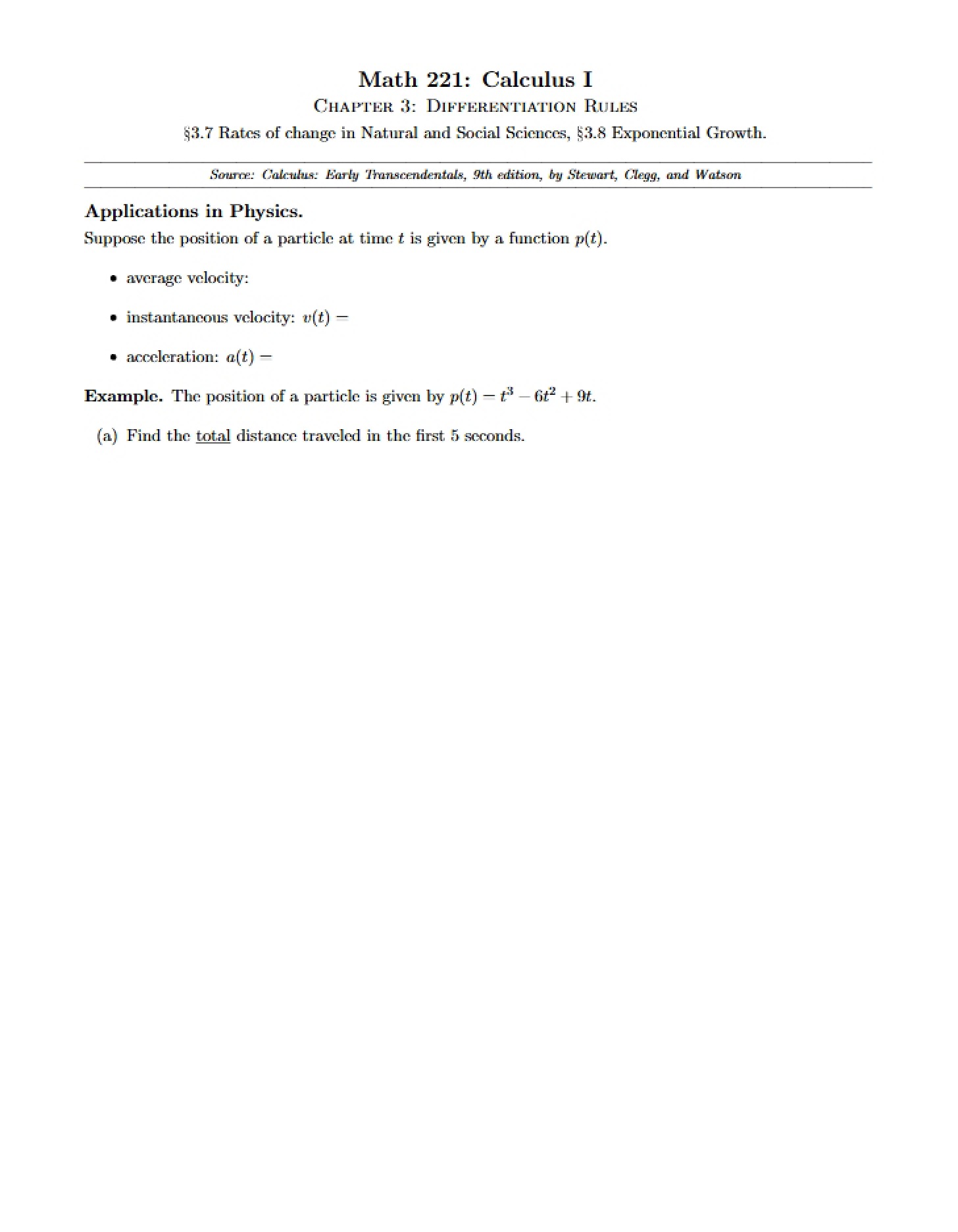 Rules for Differentiation (Ch 3)