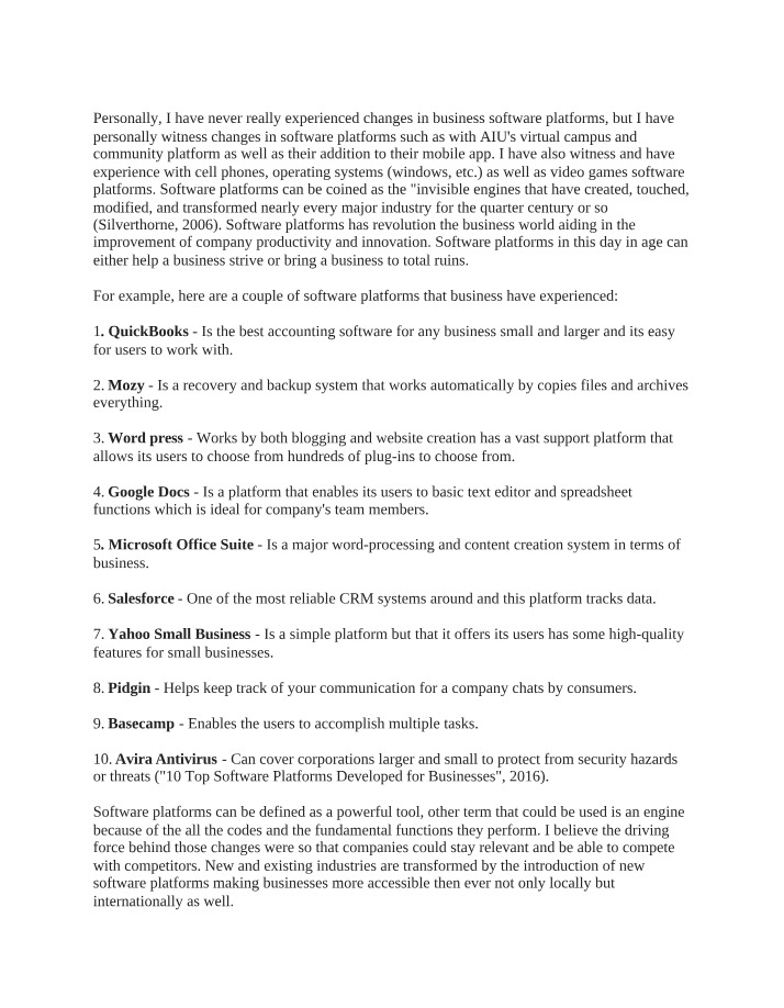 Impact of Software Platforms on Business Operations and Productivity