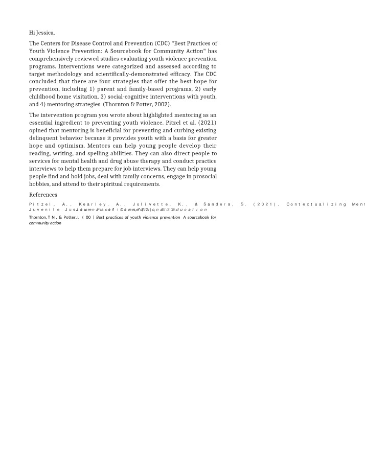 Youth Violence Prevention - Effective Strategies