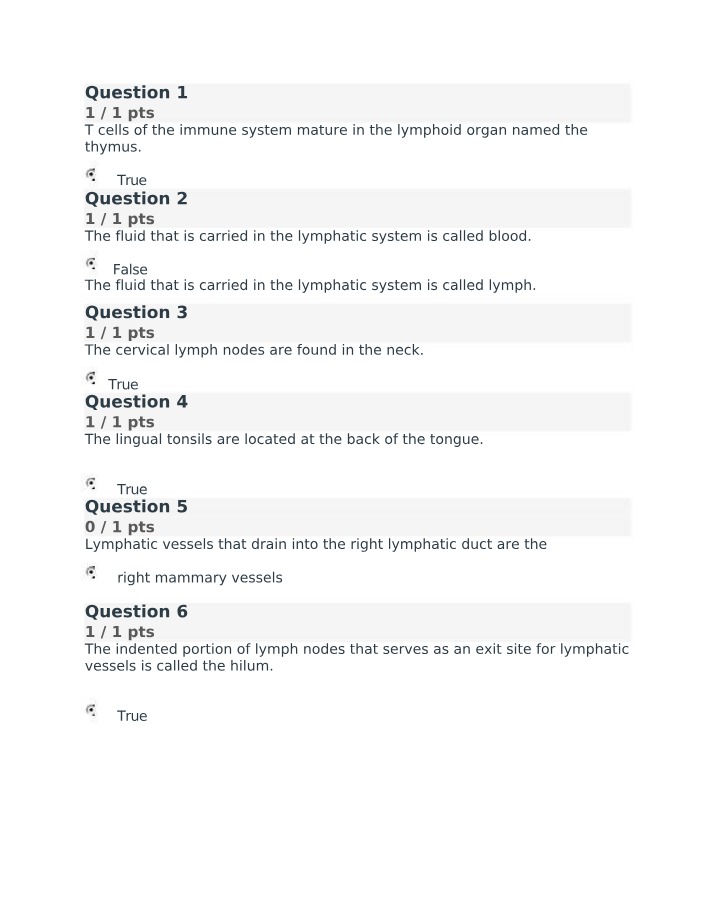 Key for Lymphatic System and Blood Disorders