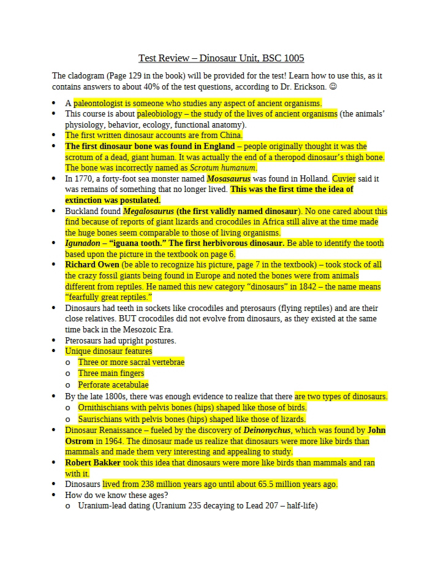 Dinosaur Paleobiology Summary