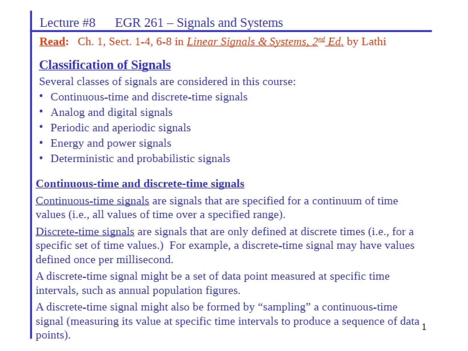 Signal Classification