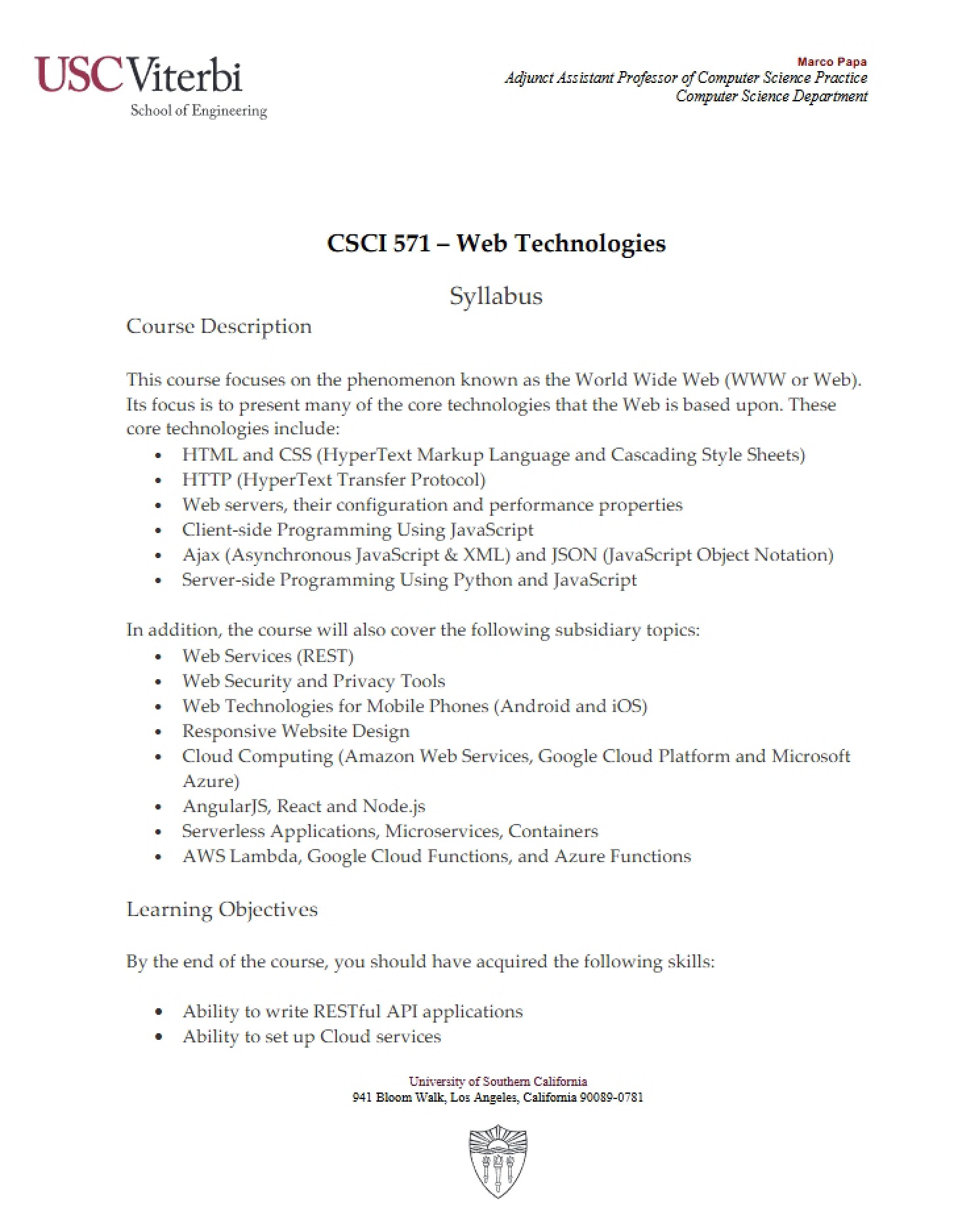 Course Syllabus