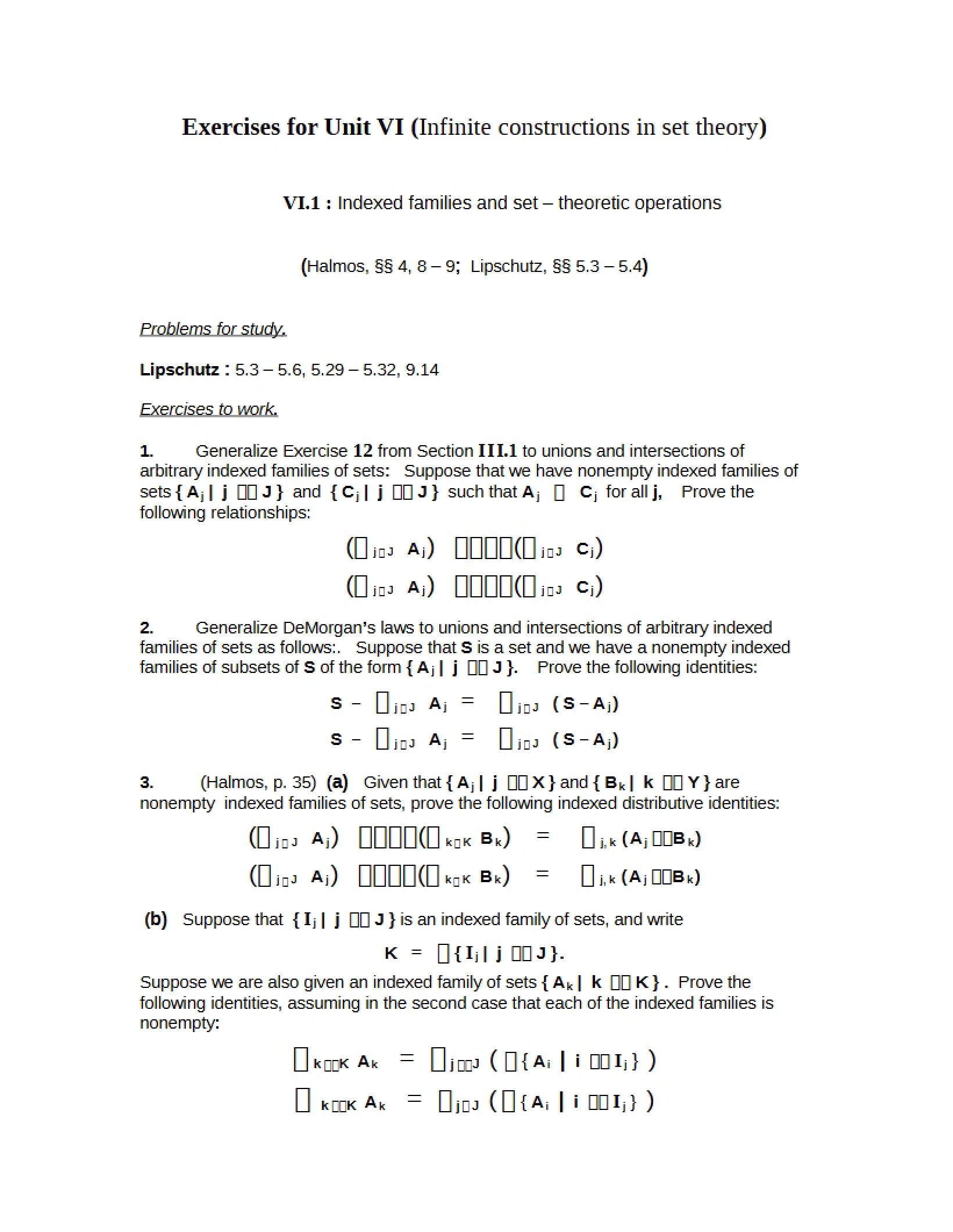 Set Theory Infinite Constructions - Set Theory