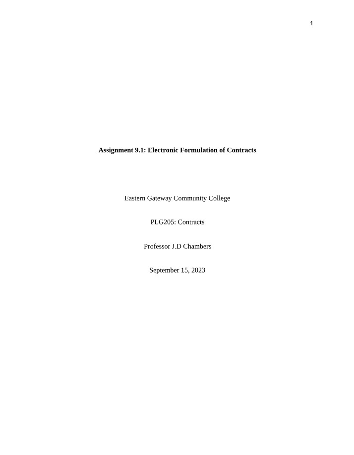 Electronic Formulation of Contracts - Assignment 9.1