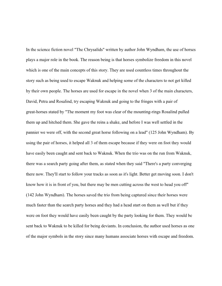 The Symbolic Role of Horses in The Chrysalids