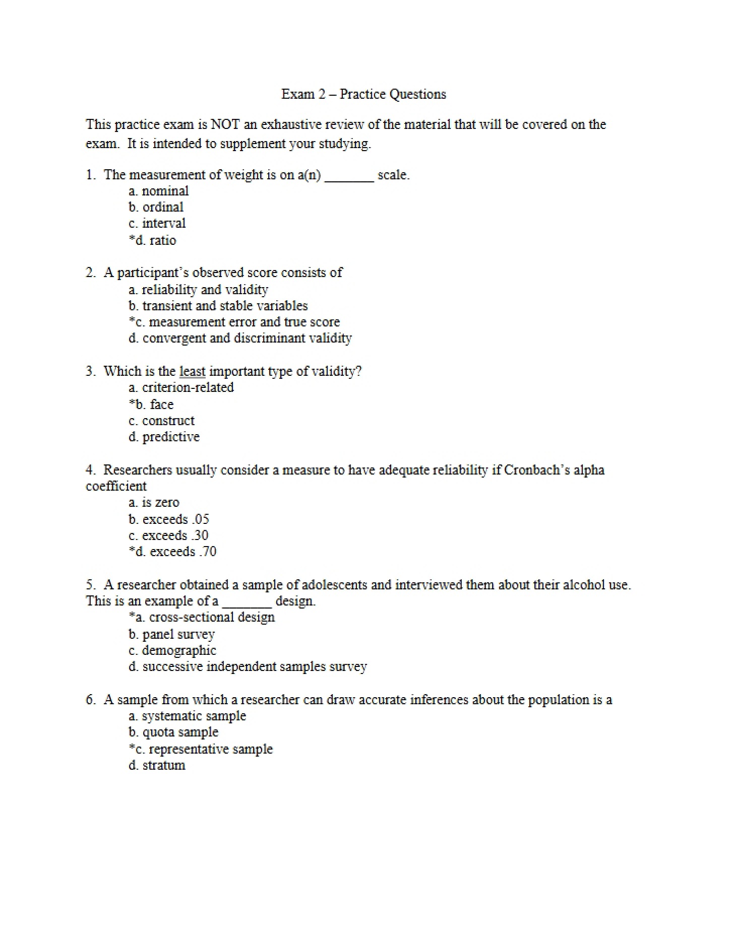 Practice for Exam 2