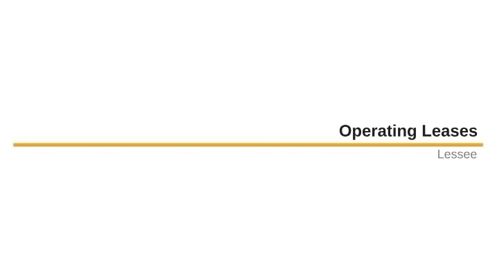 Operating Leases for the Lessee