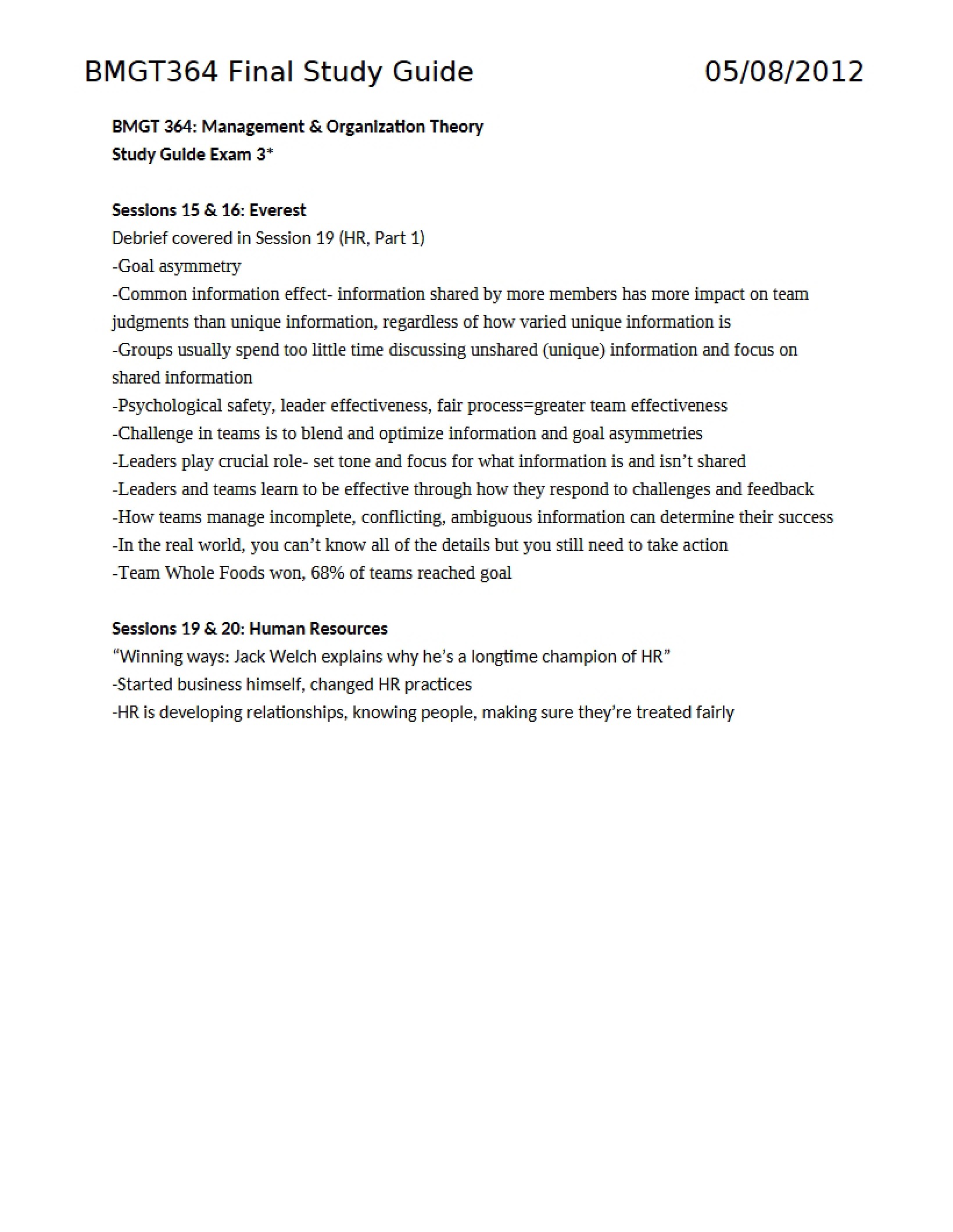 Final Study Guide - 17 Pages