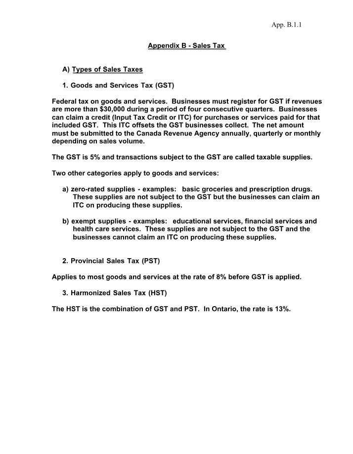 GST, PST, and HST - Sales Tax