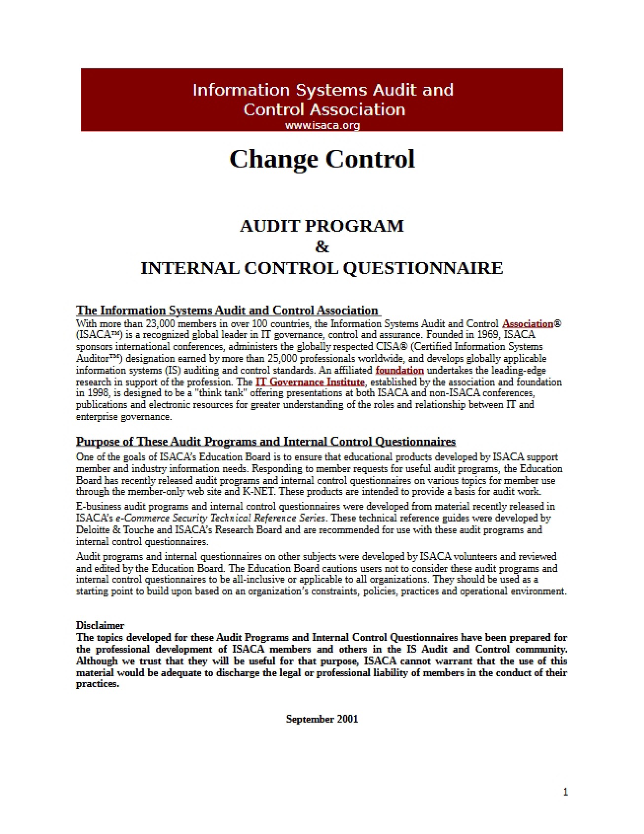 Controls for Changes