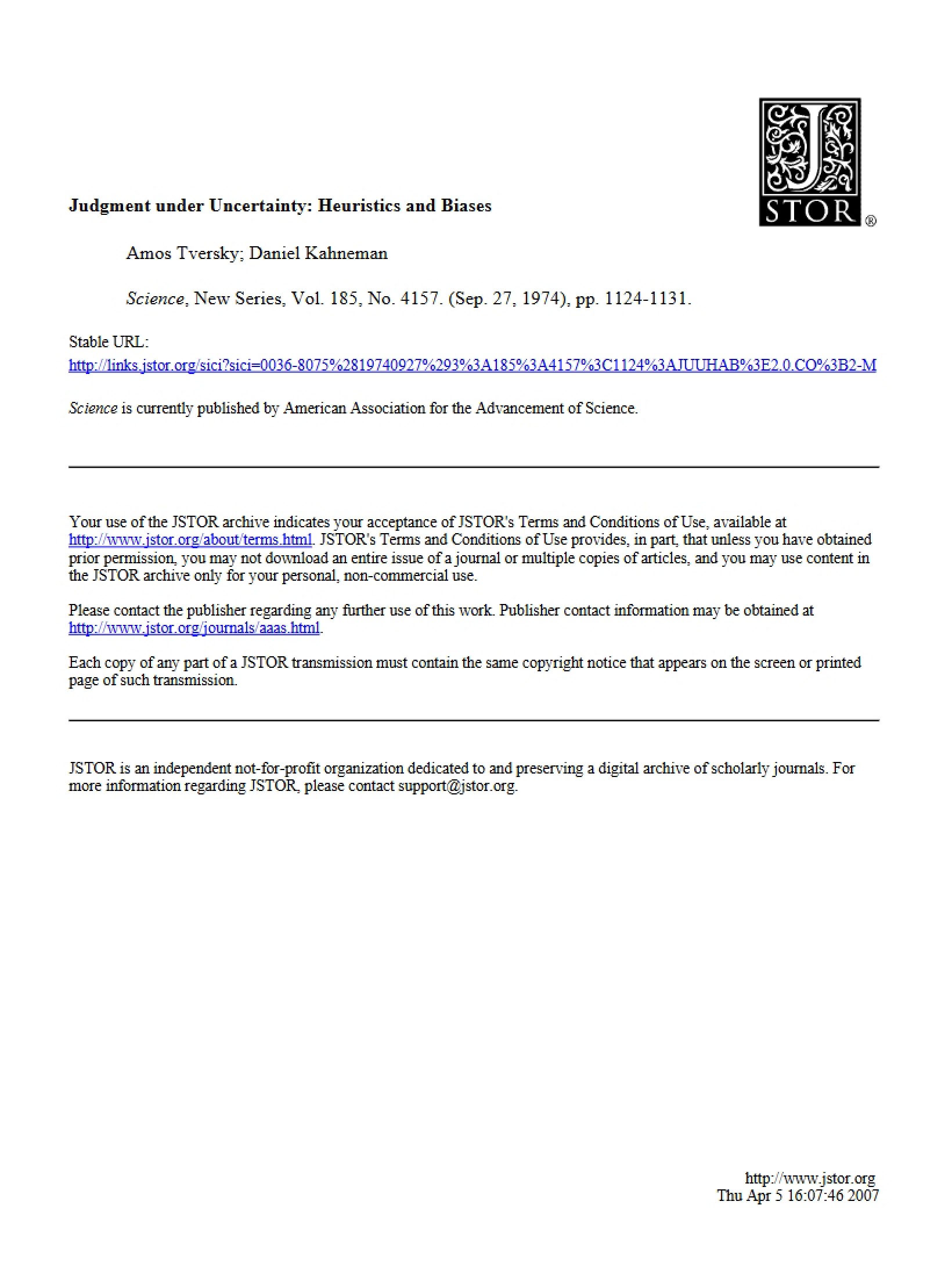 Biases and Heuristics