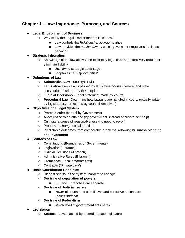 Notes for BLAW 203