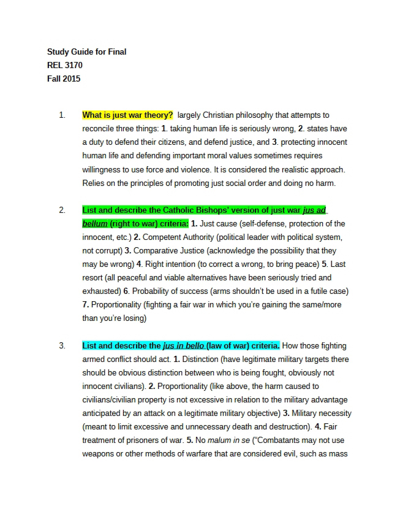 Ethics Study Guide