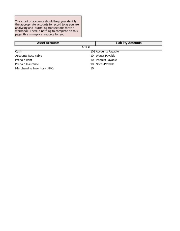 Workbook for Project One