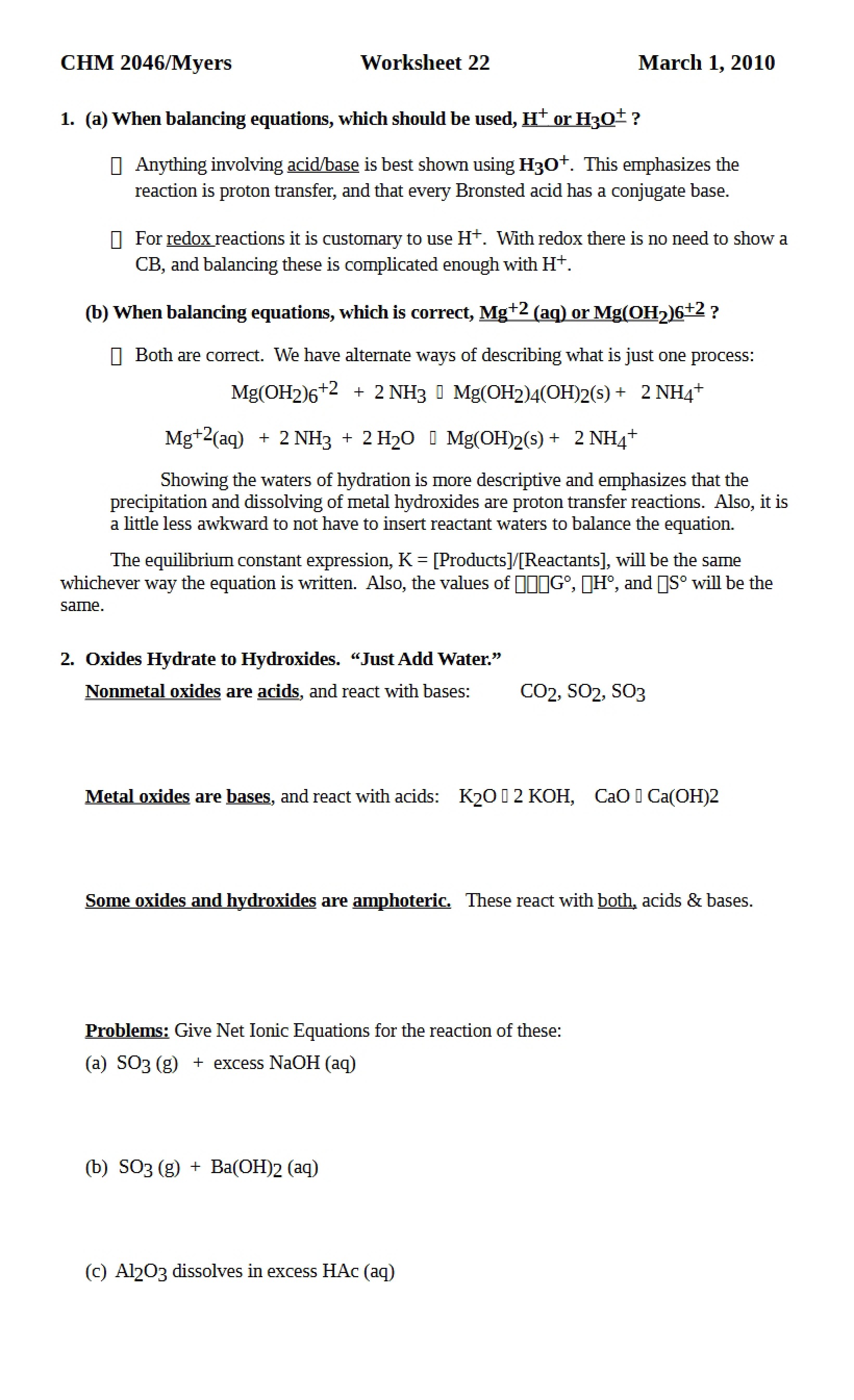 Worksheet Twenty-Two