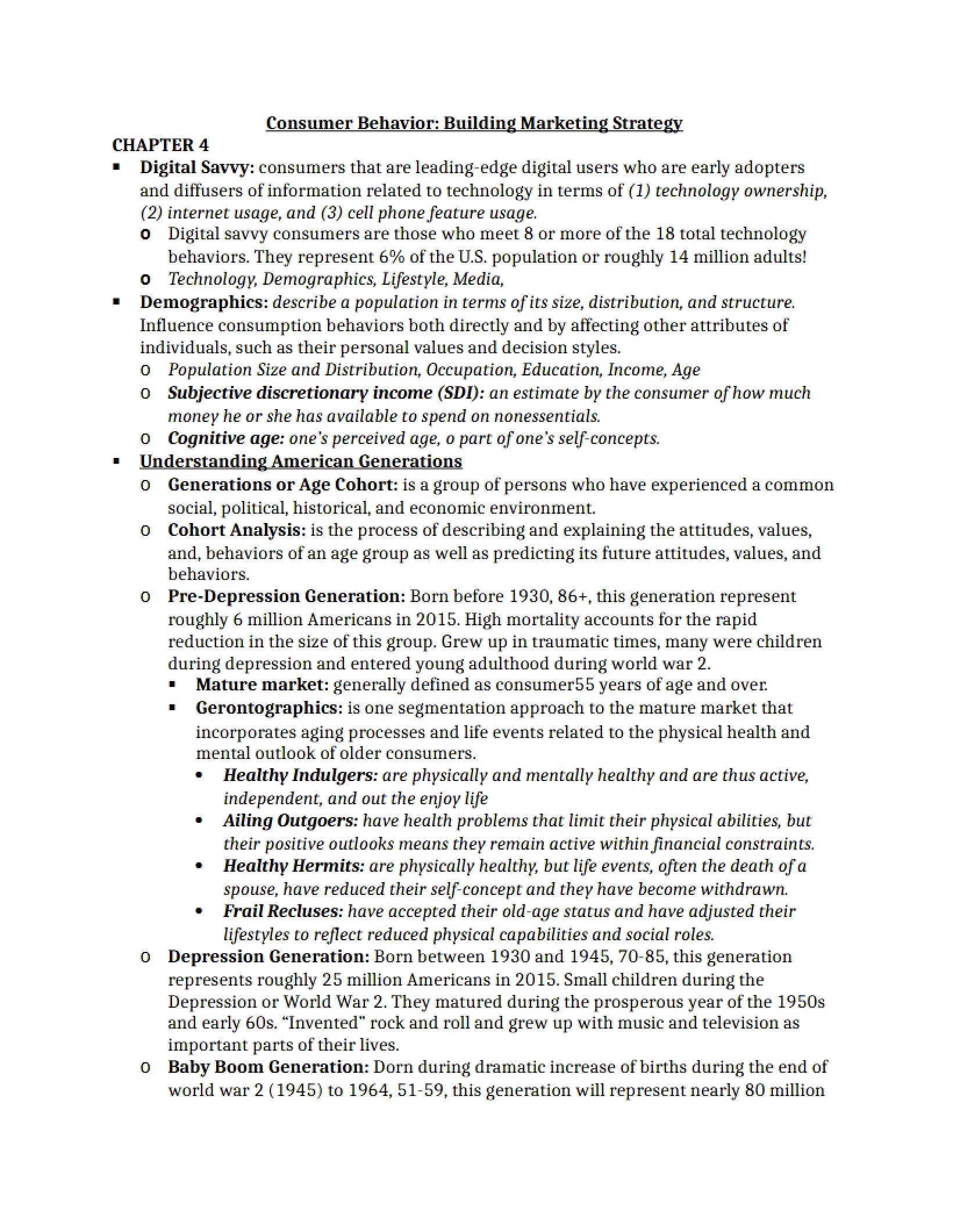 Notes Chapter Four