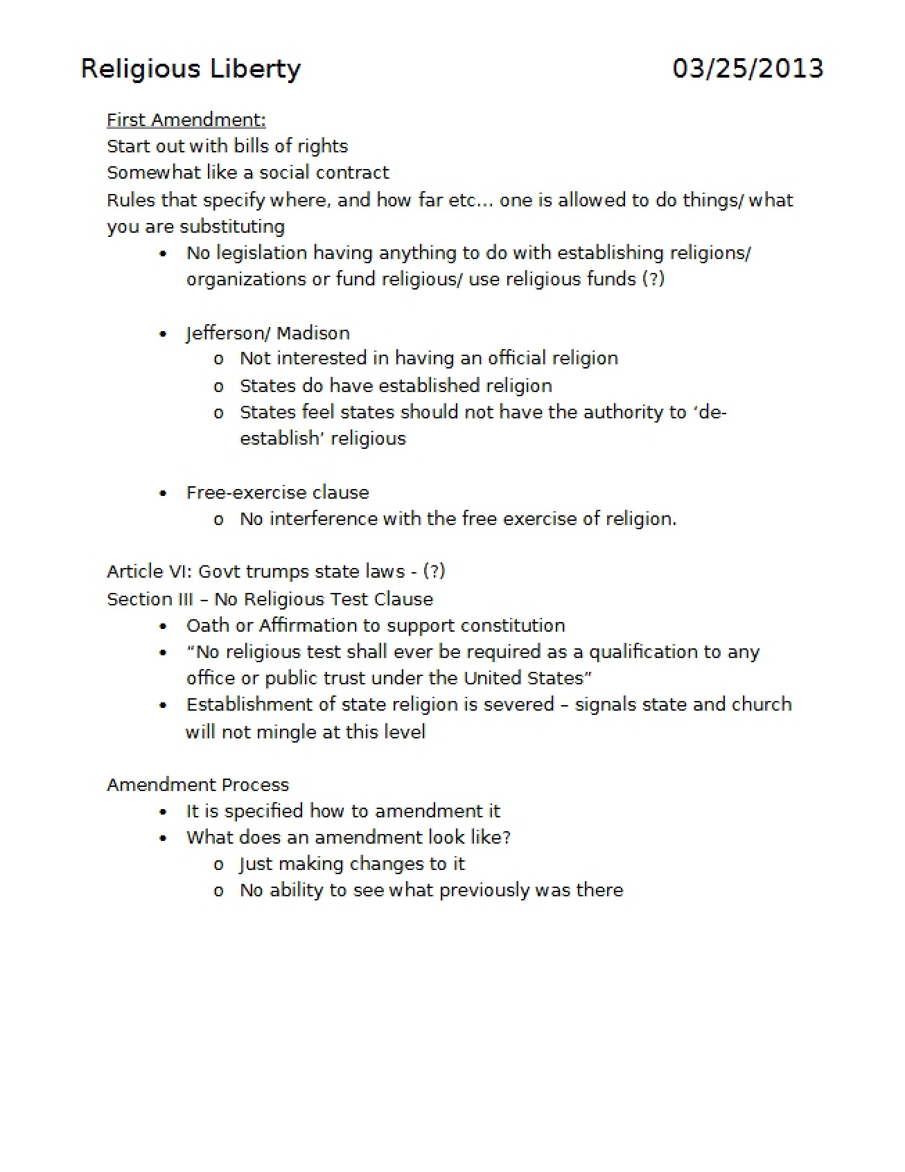 Concepts of Religious Liberty