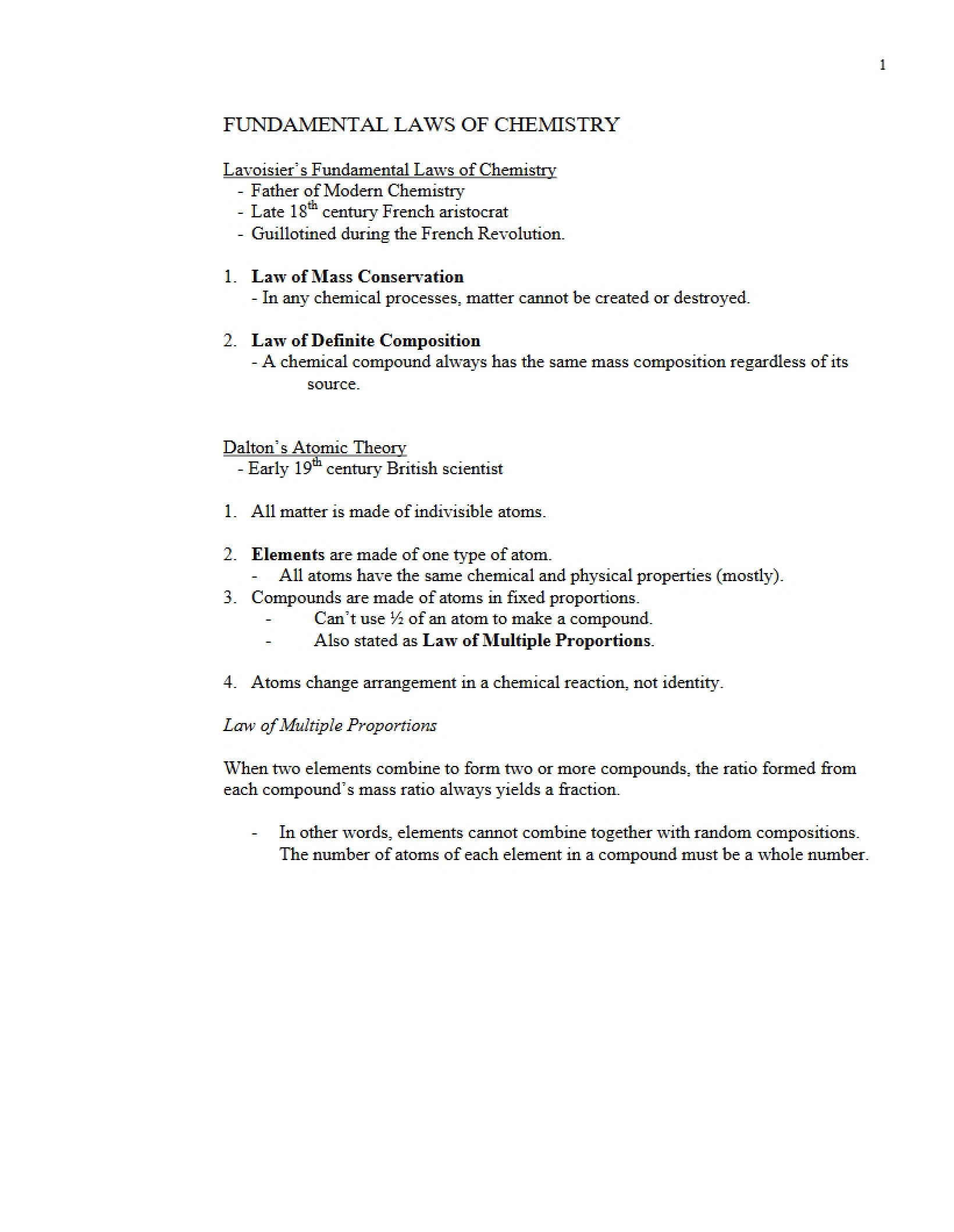 Chemistry Laws