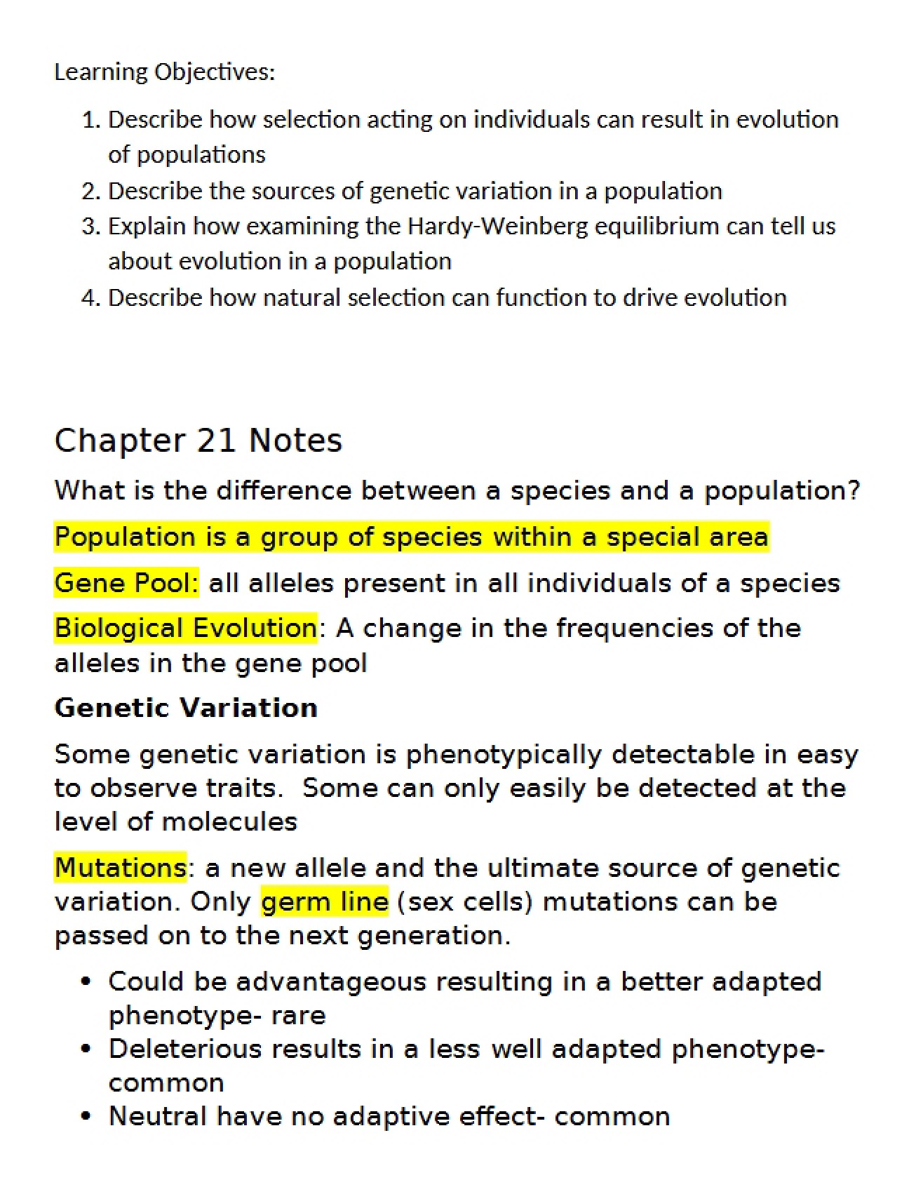 Notes Chapter 21