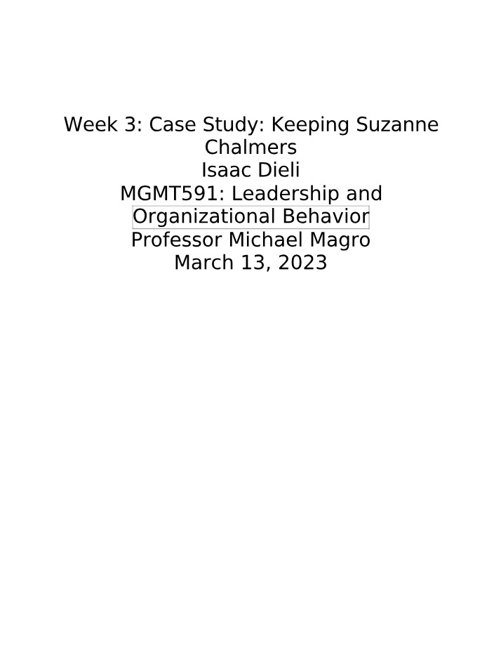 Suzanna Chalmers Case Study - Week 3
