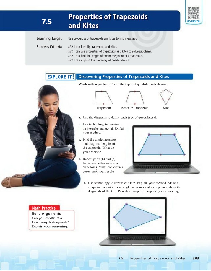 Trapezoids and Kites - Properties