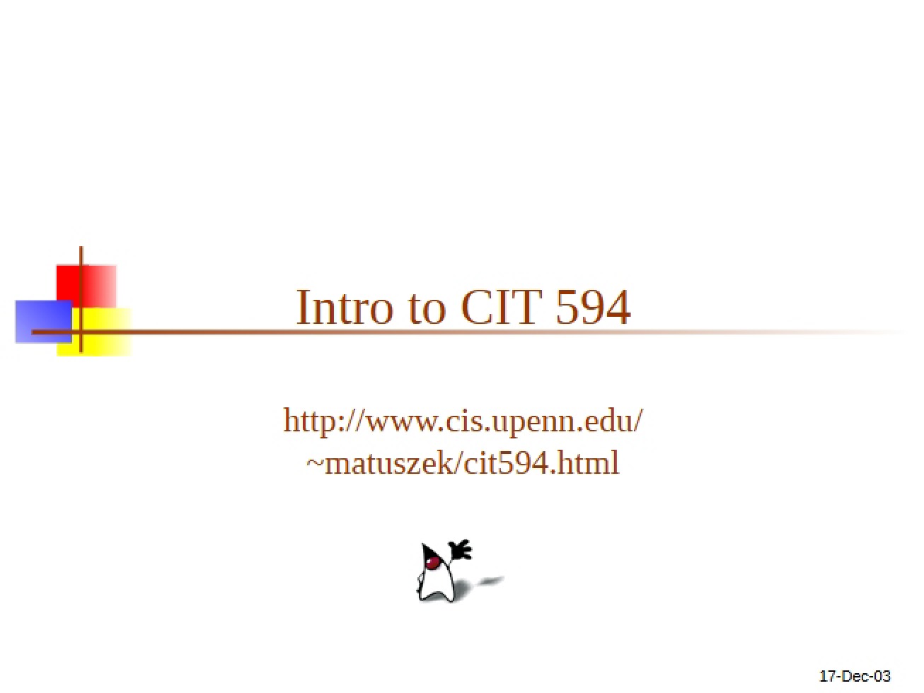 Notes for CIT 594 Lecture