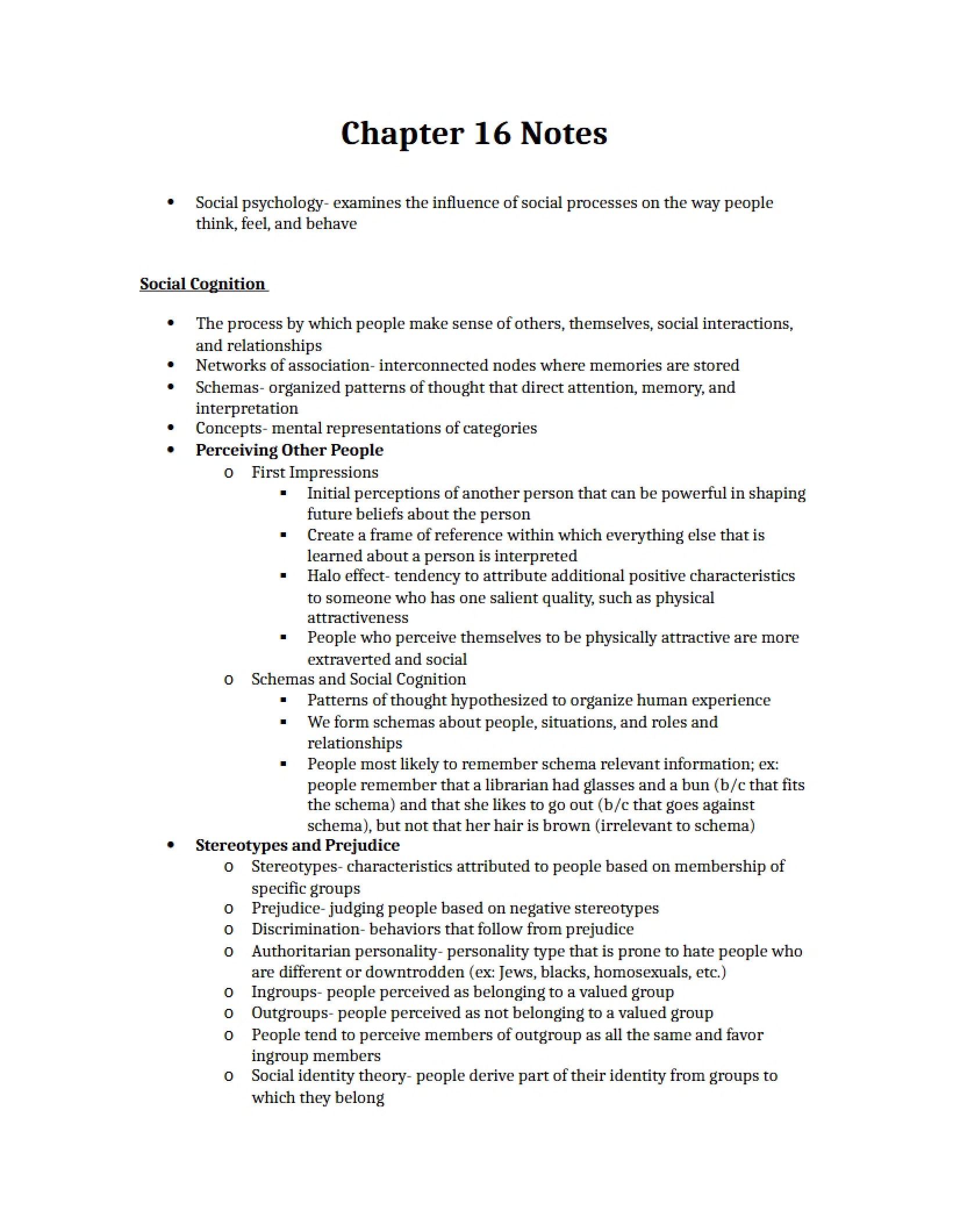 Chapter Sixteen Notes Part 1