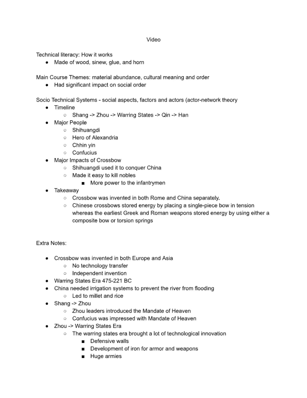Crossbow (Worksheet)