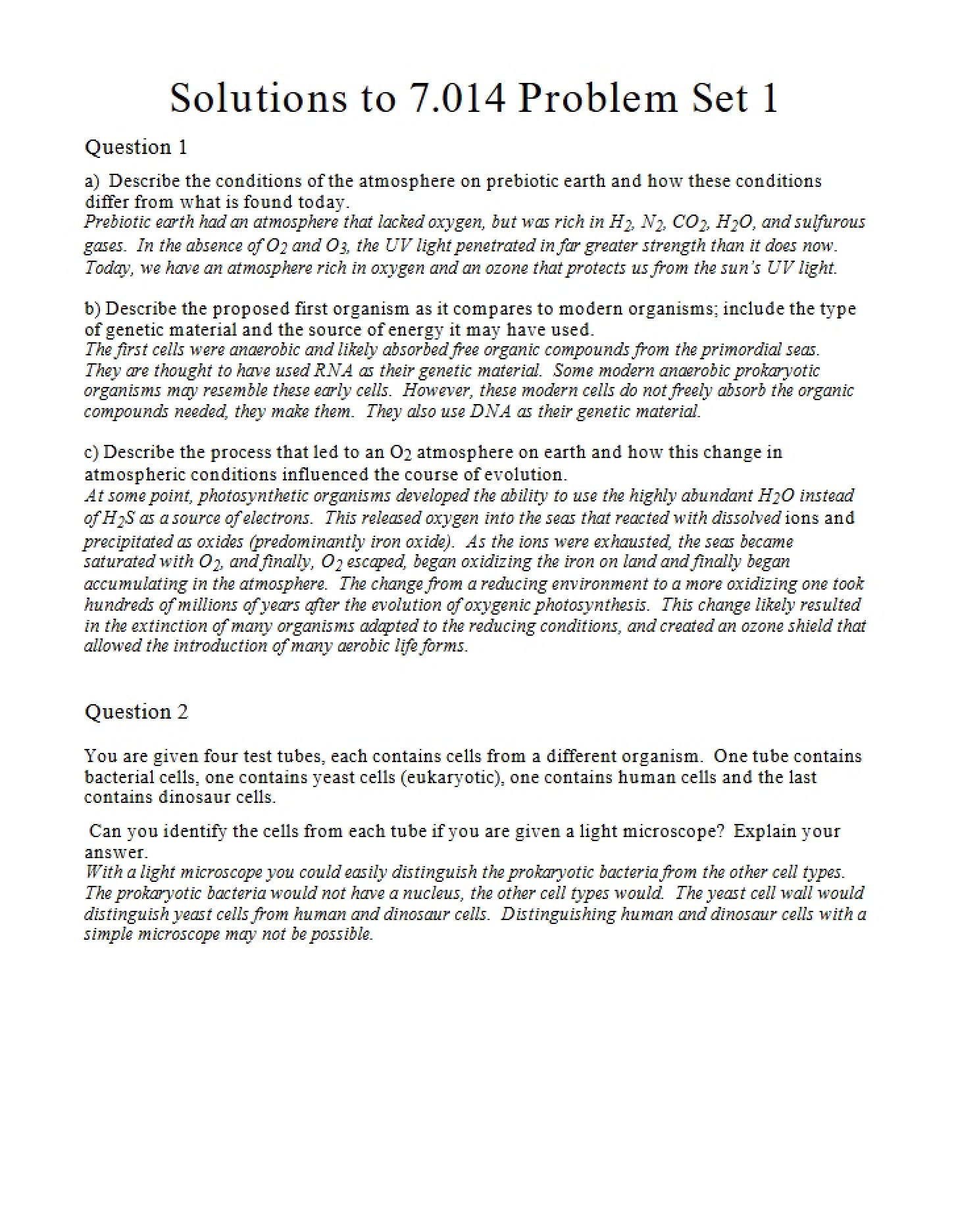 Answers to Problem Set 1