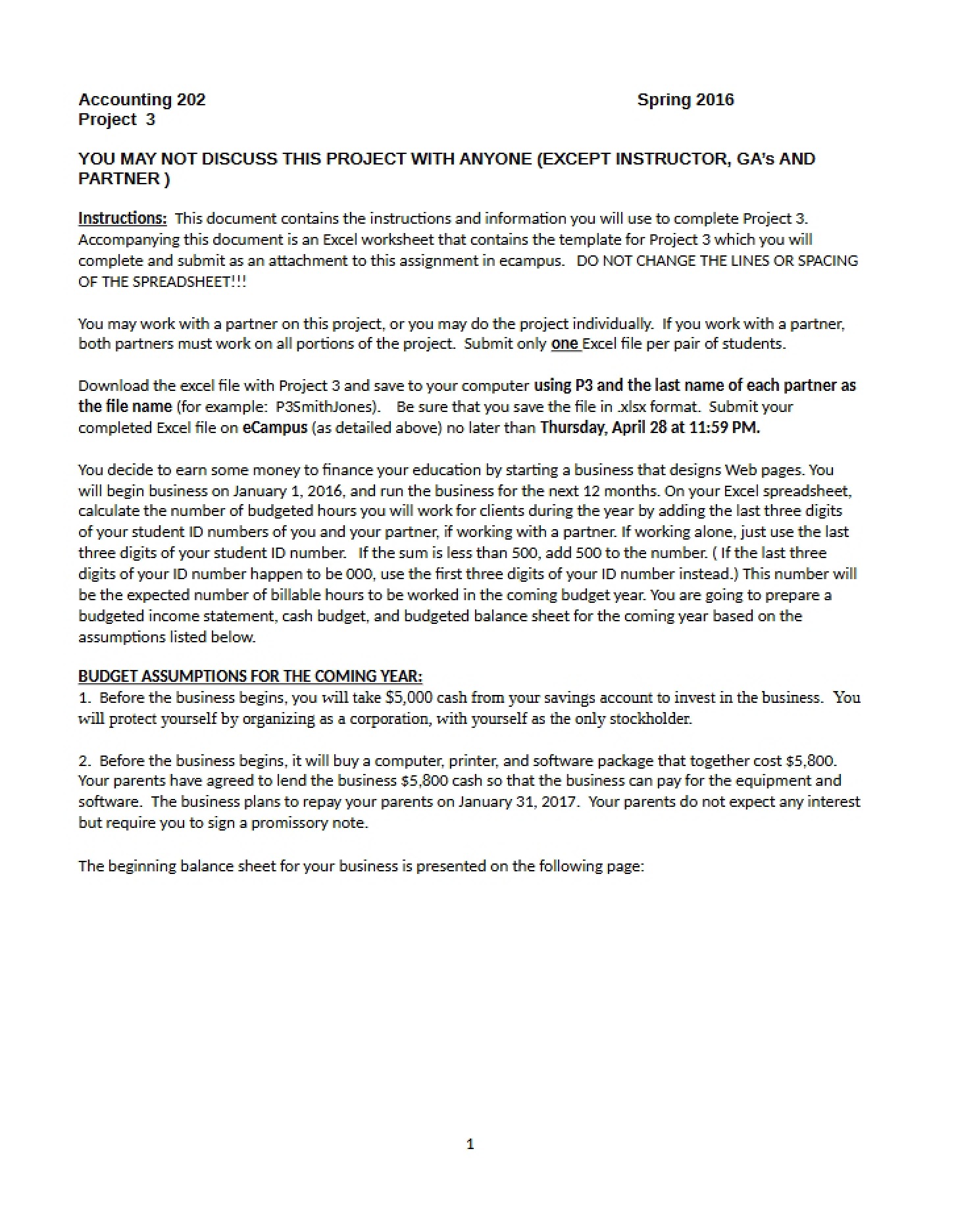 Project Three Instructions (Spring 2016)