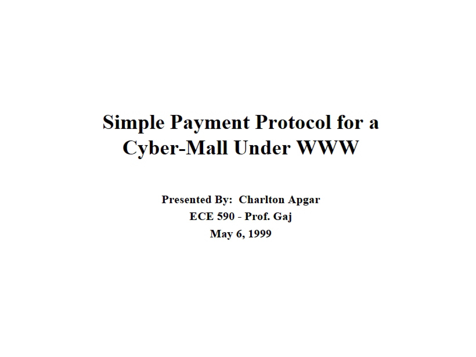 Protocol for Simple Payments