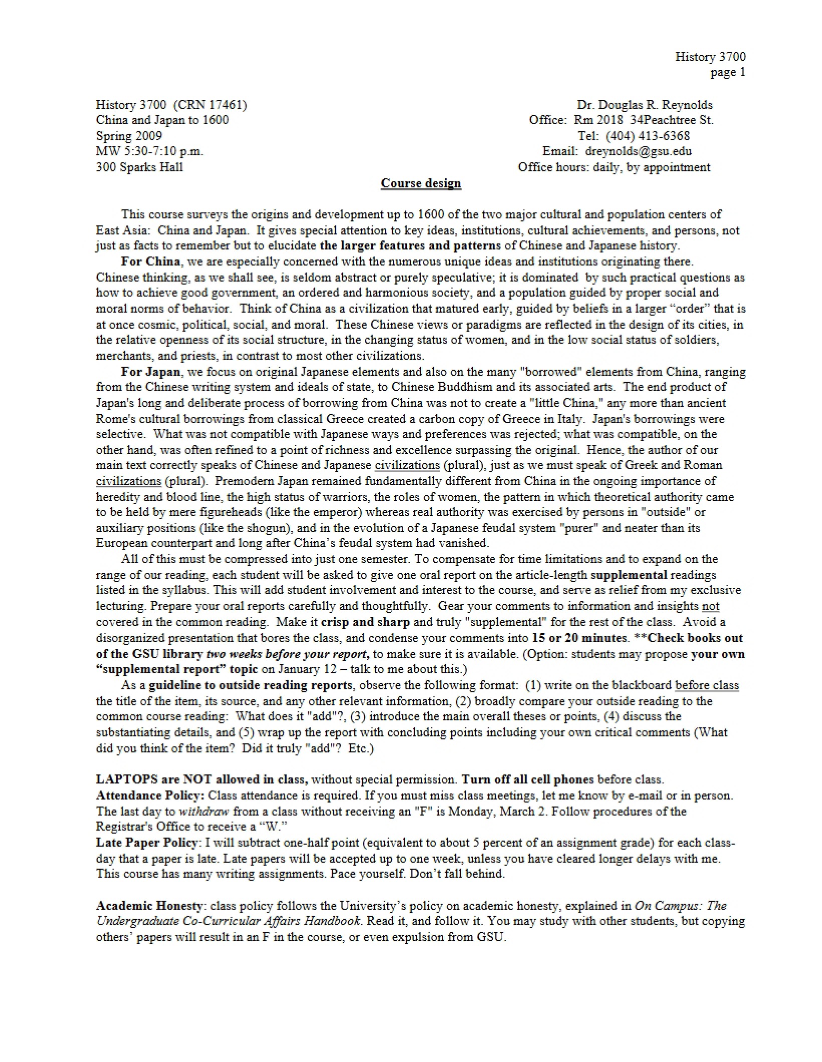 Reynolds Syllabus 3700