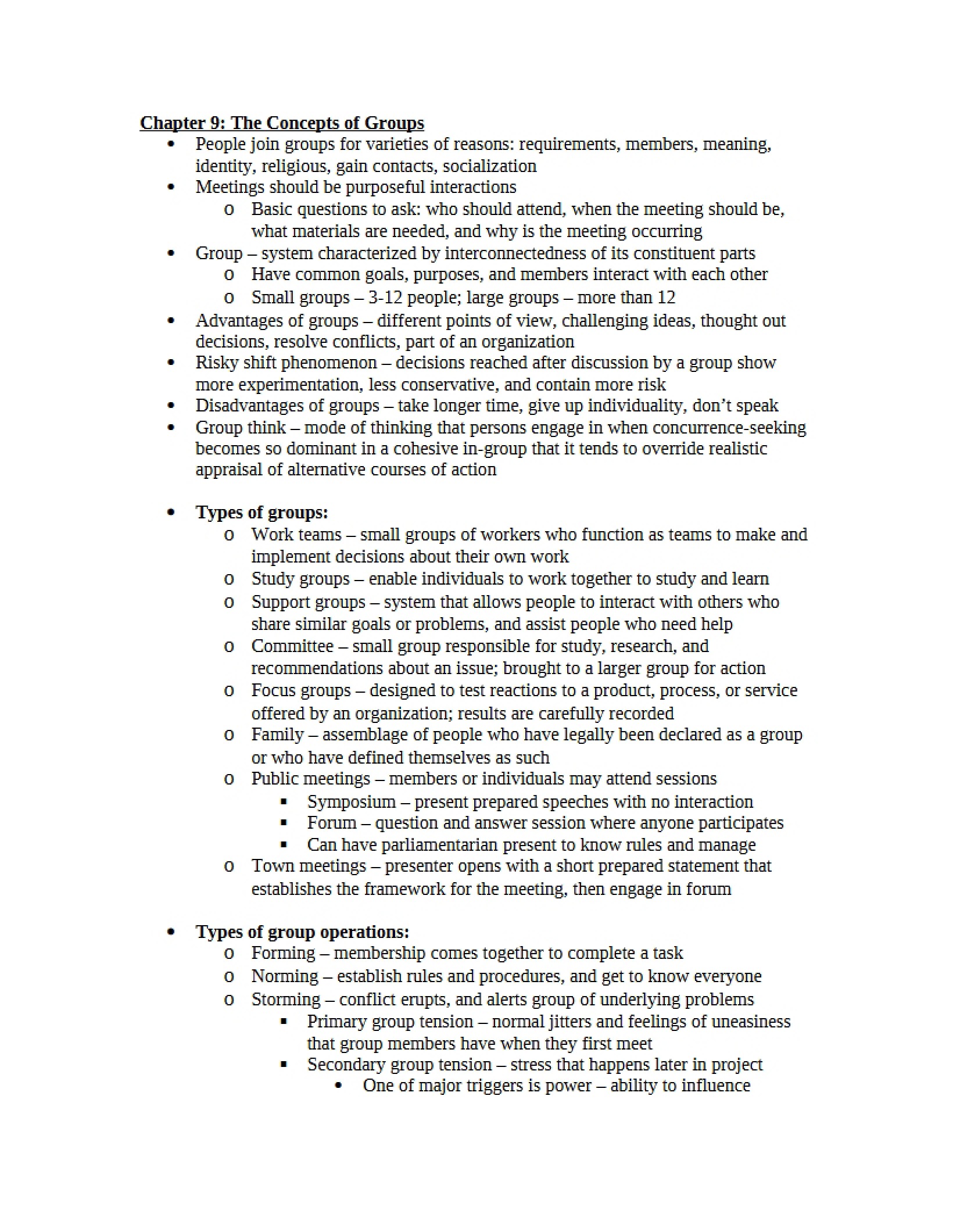 Concepts of Groups - Chapter 9