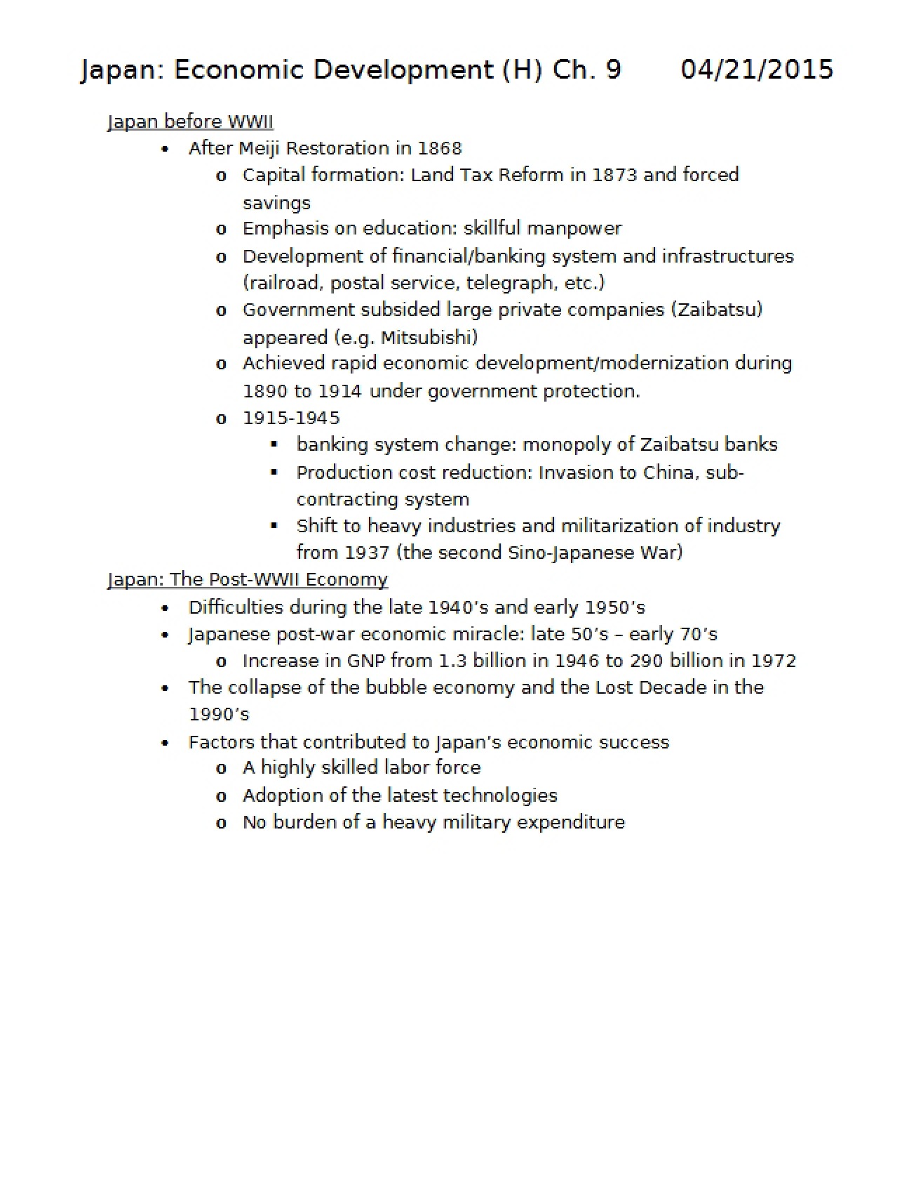 Economic Development of Japan
