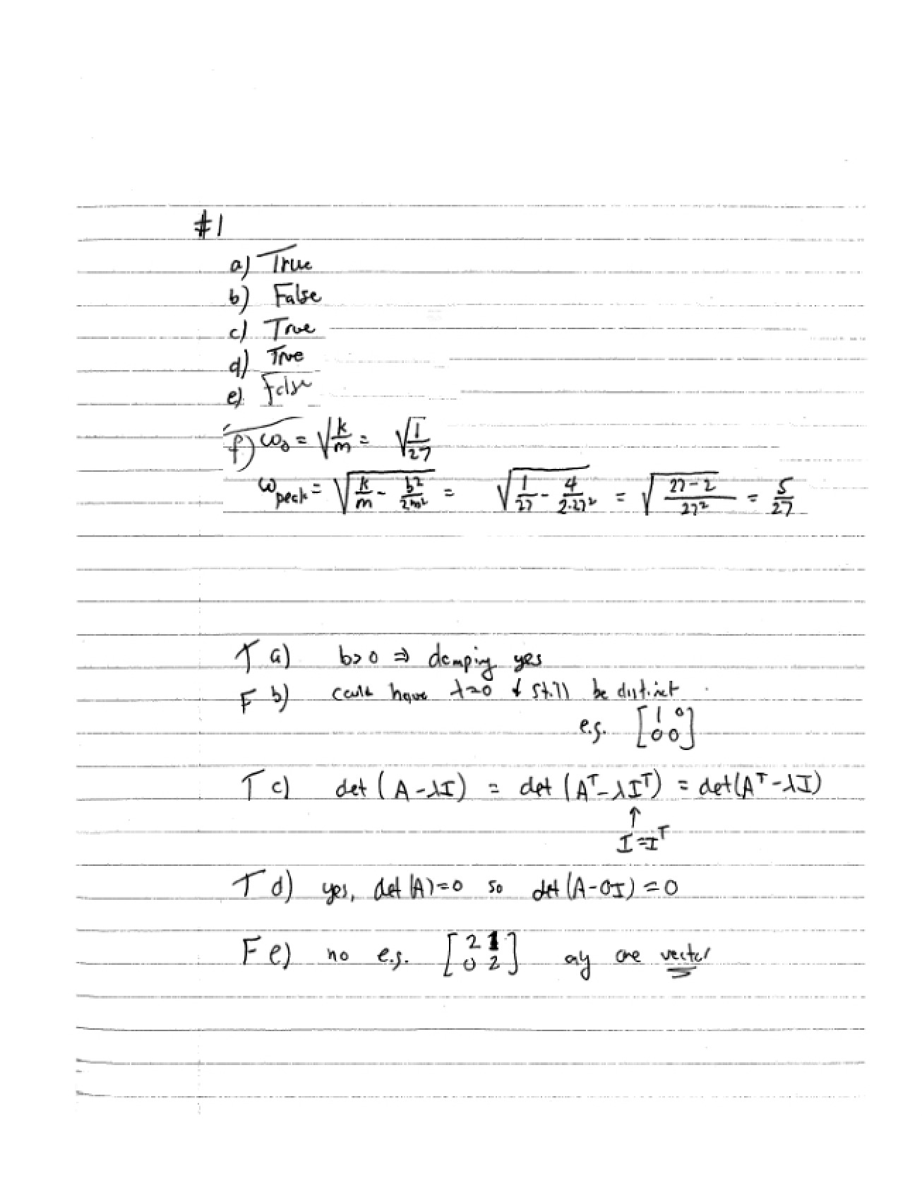 Answer Key for Differential Equations Exam 3c