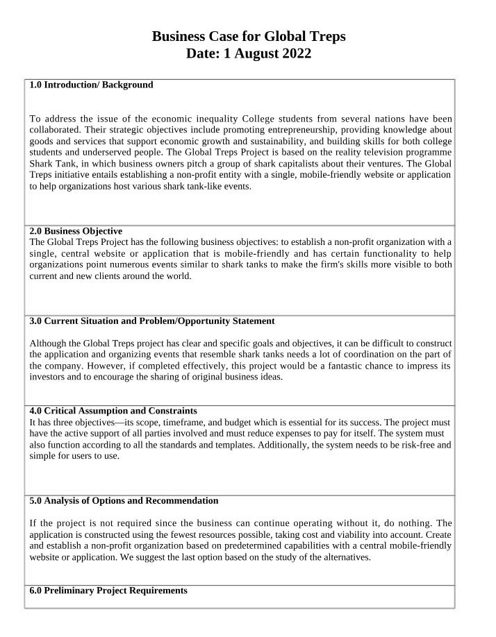 Global Treps Business Case