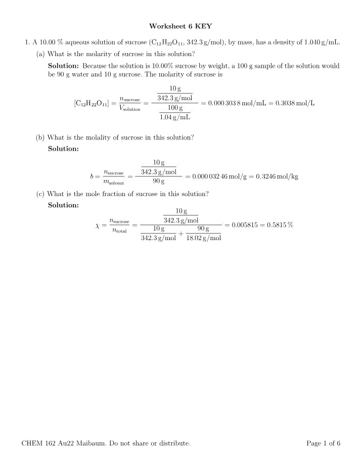 Worksheet 6 Answer Key