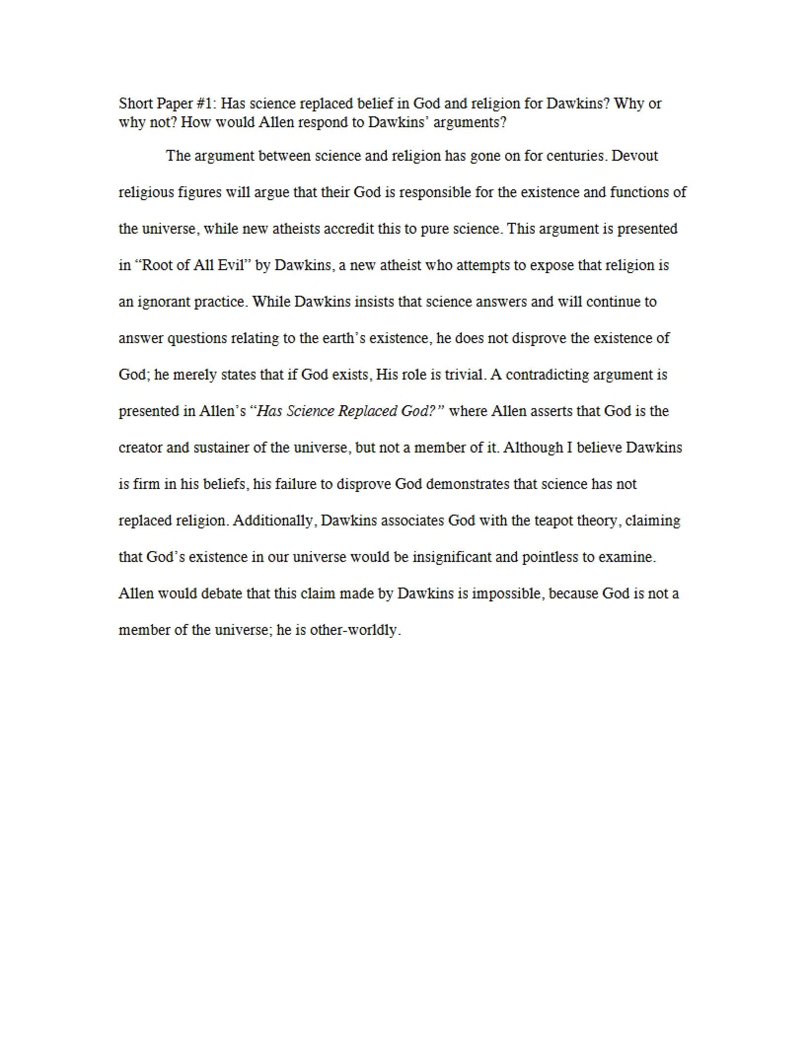 First Short Paper Assignment
