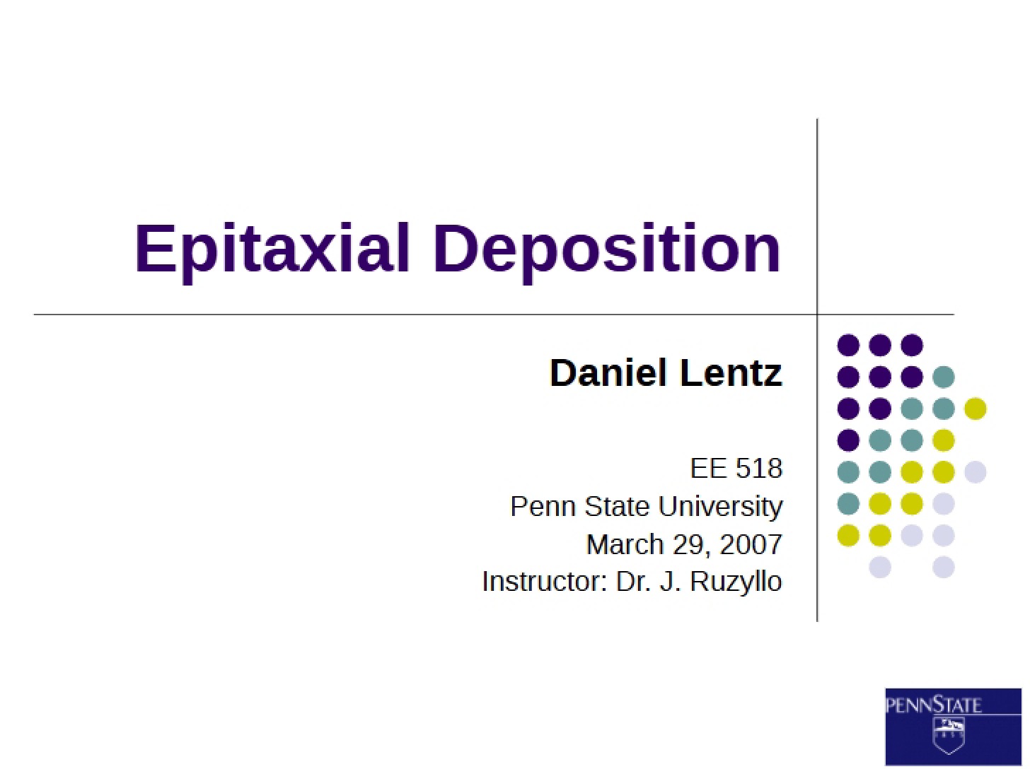 Deposition using Epitaxy