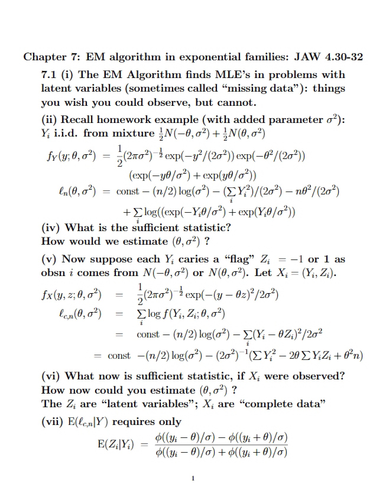 Exponential Families and the EM Algorithm
