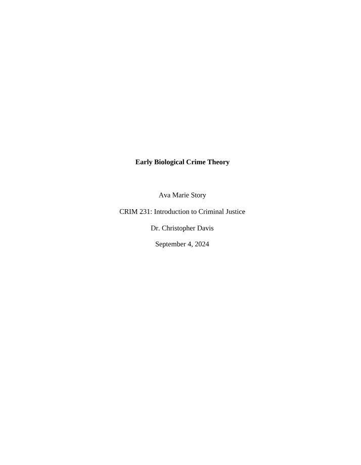 Notes on Early Biological Crime Theory