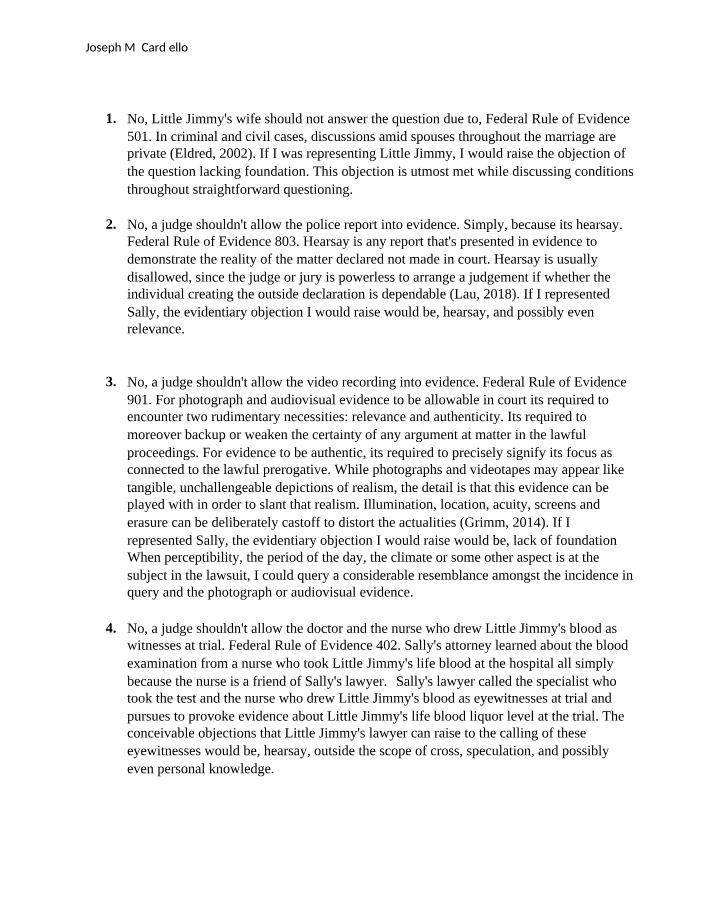 Federal Rules of Evidence in Legal Proceedings