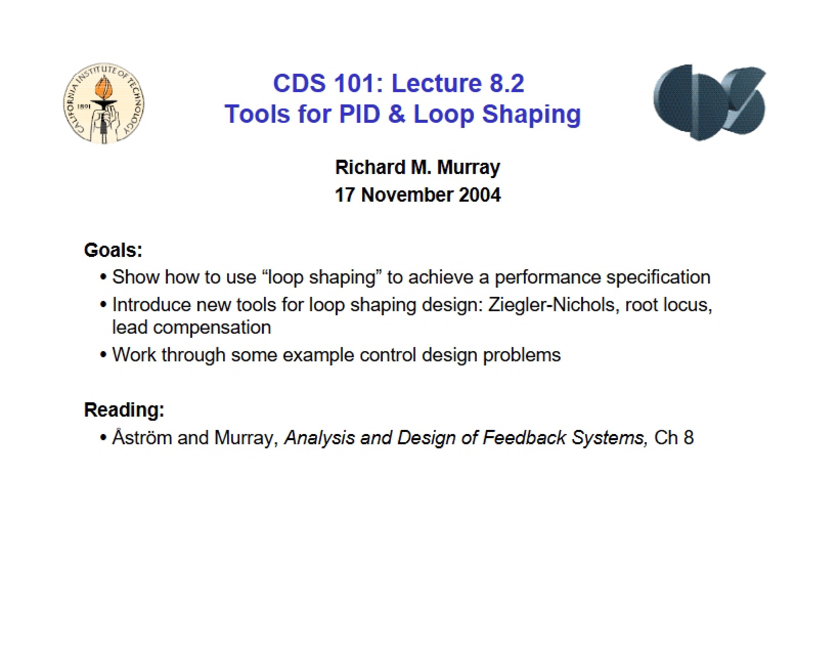 Notes for CDS 101