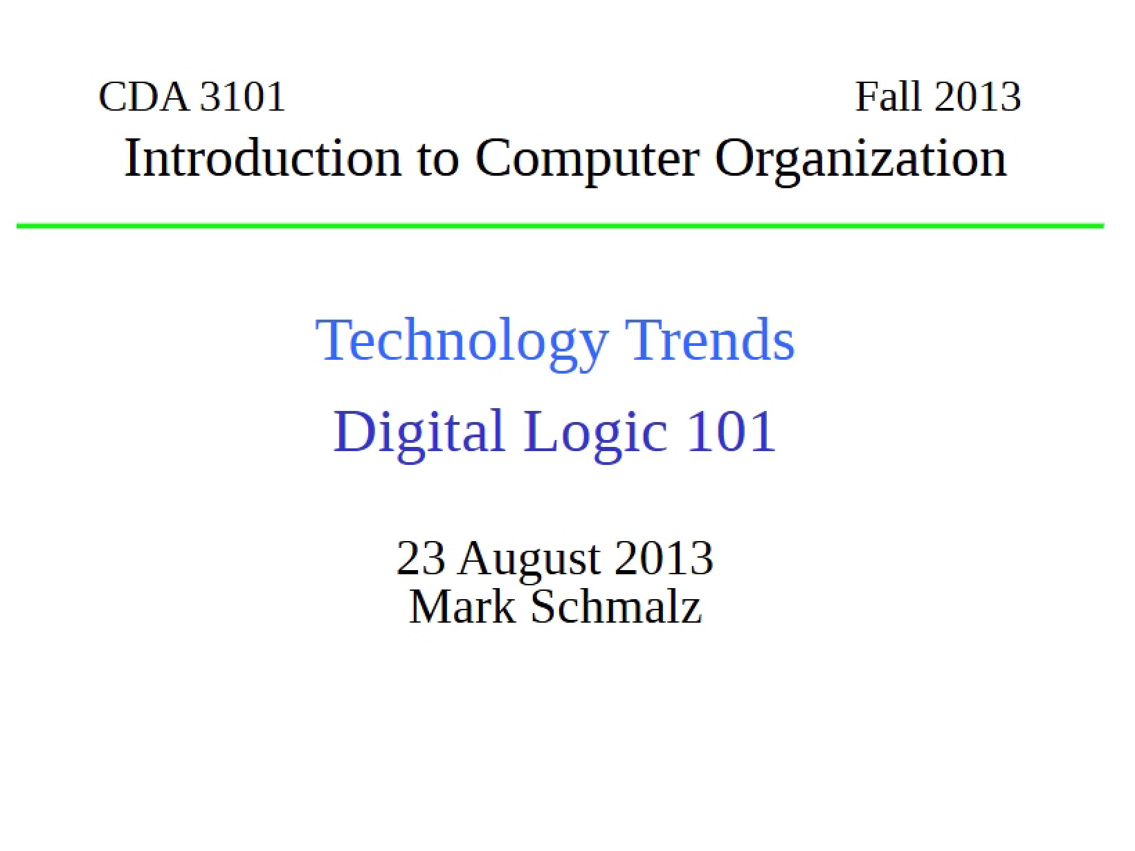 Digital Logic 101 Technology Trends