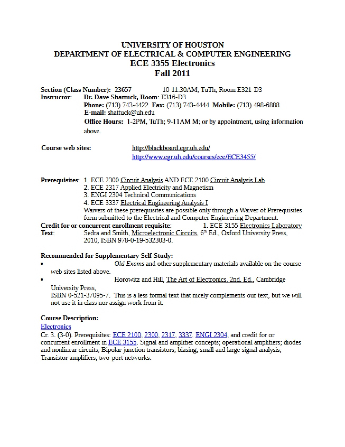 Course Syllabus