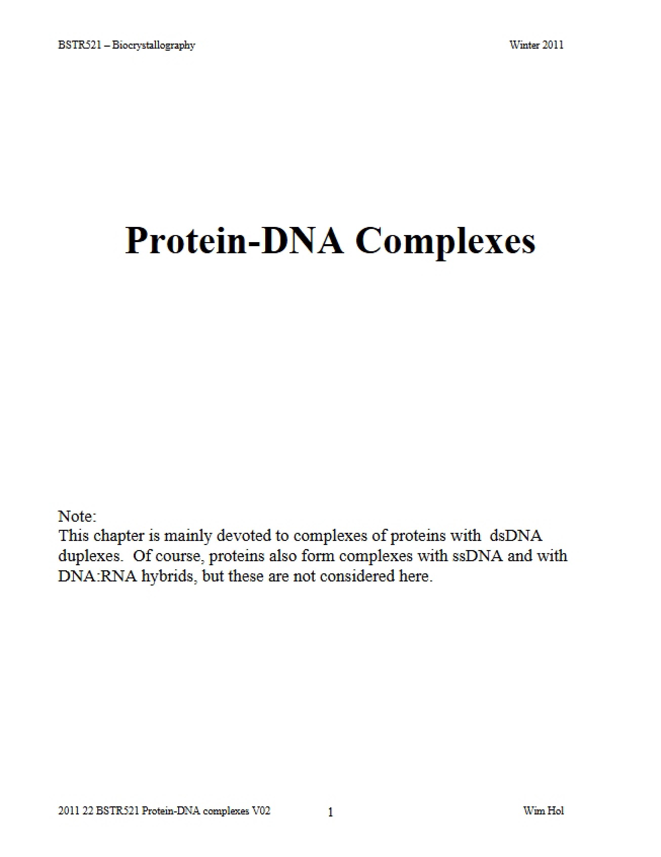 DNA Protein Complexes